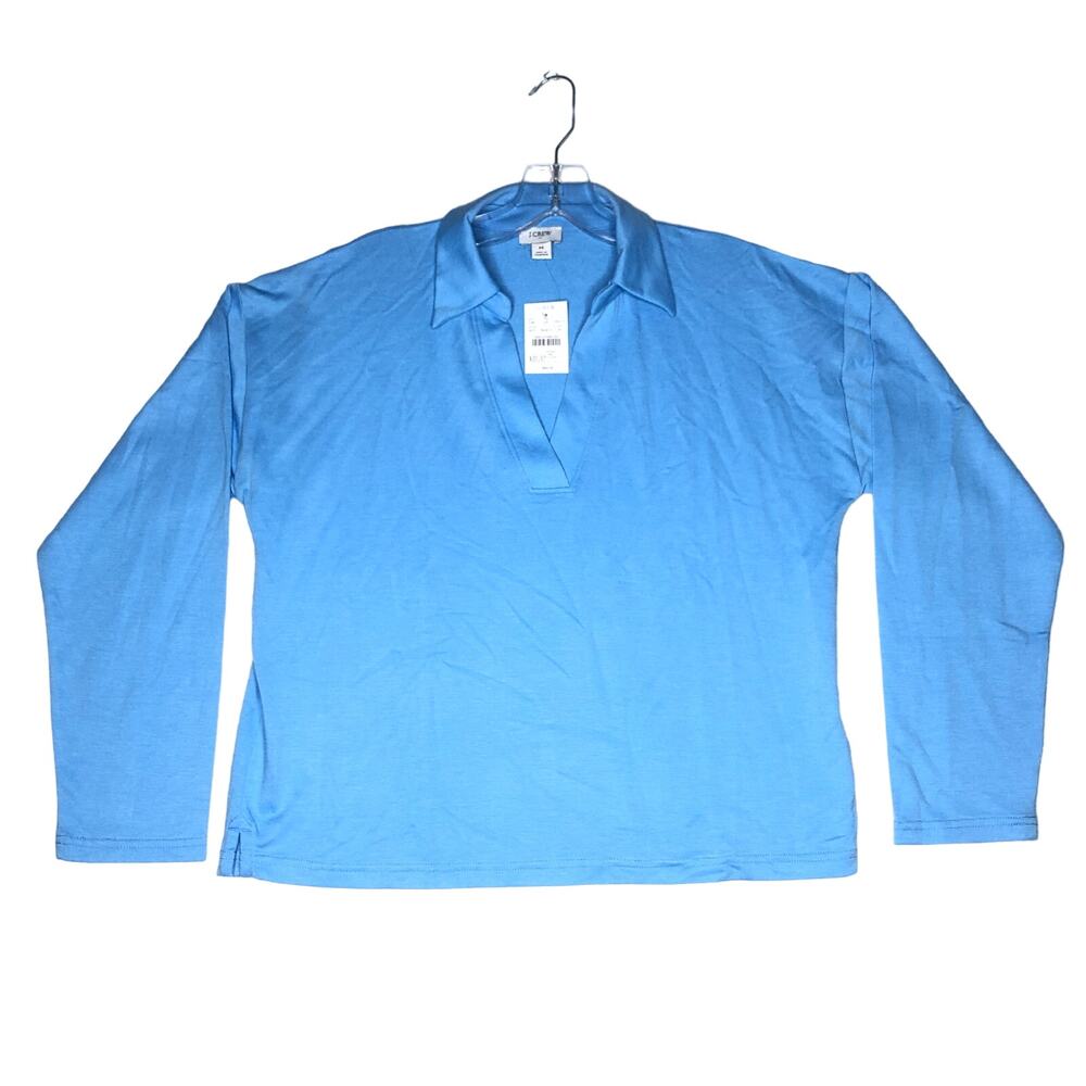 J. Crew Factory Soft Terry Polo Shirt Womens Medium Blue BL9212 NWT